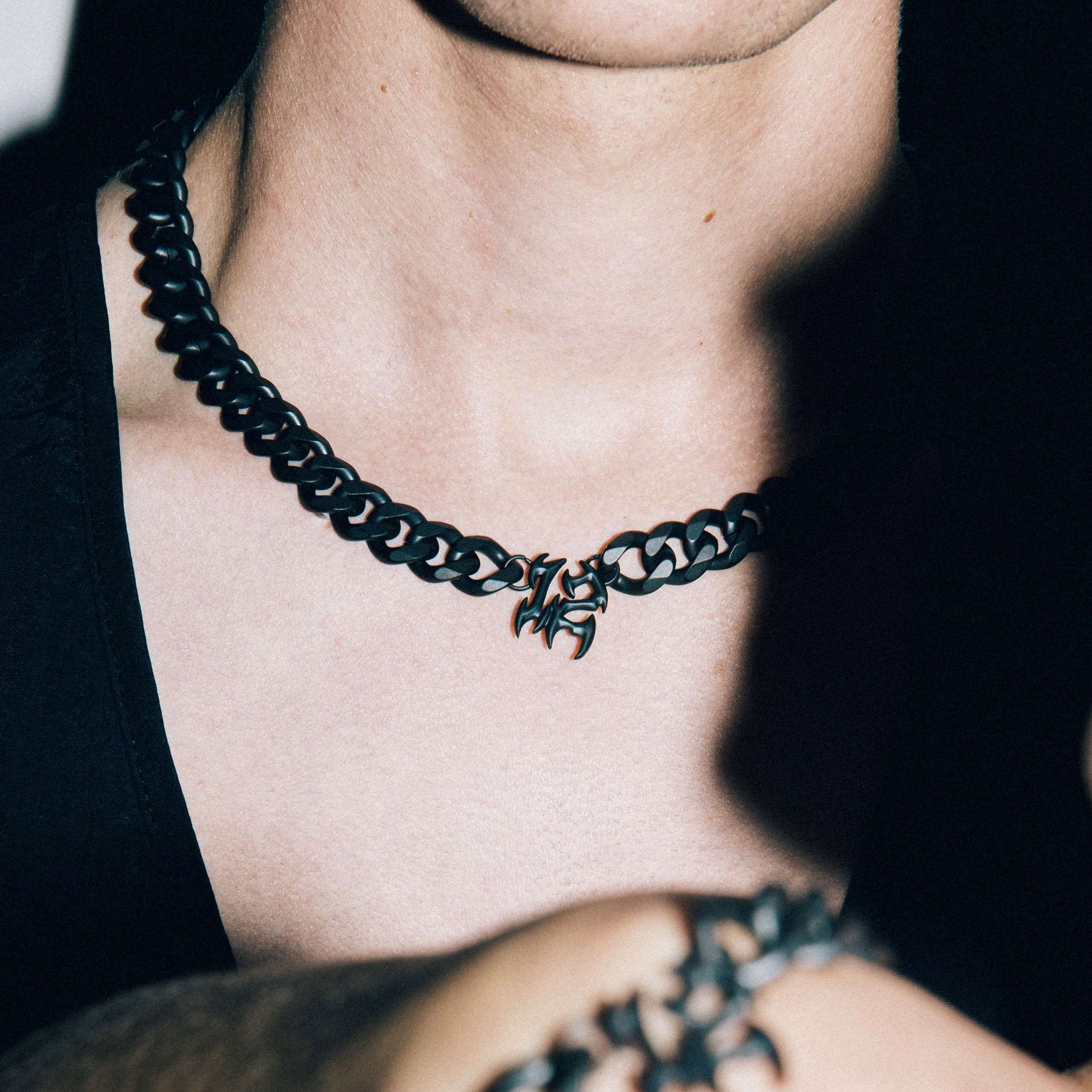 K12 - Black Neo Tribal Cuban Chain - 13MM