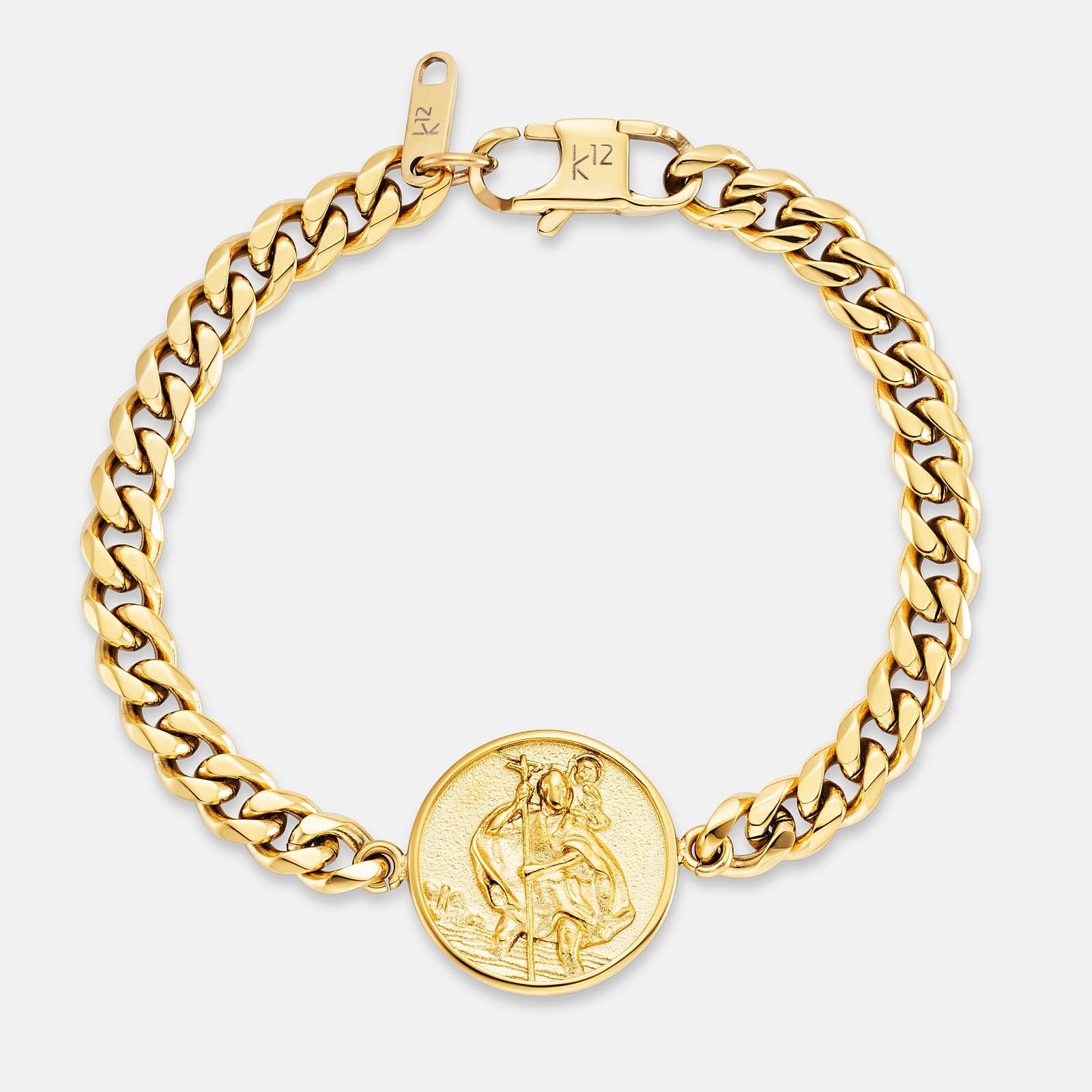 K12 - Gold Christophorus Cuban Bracelet