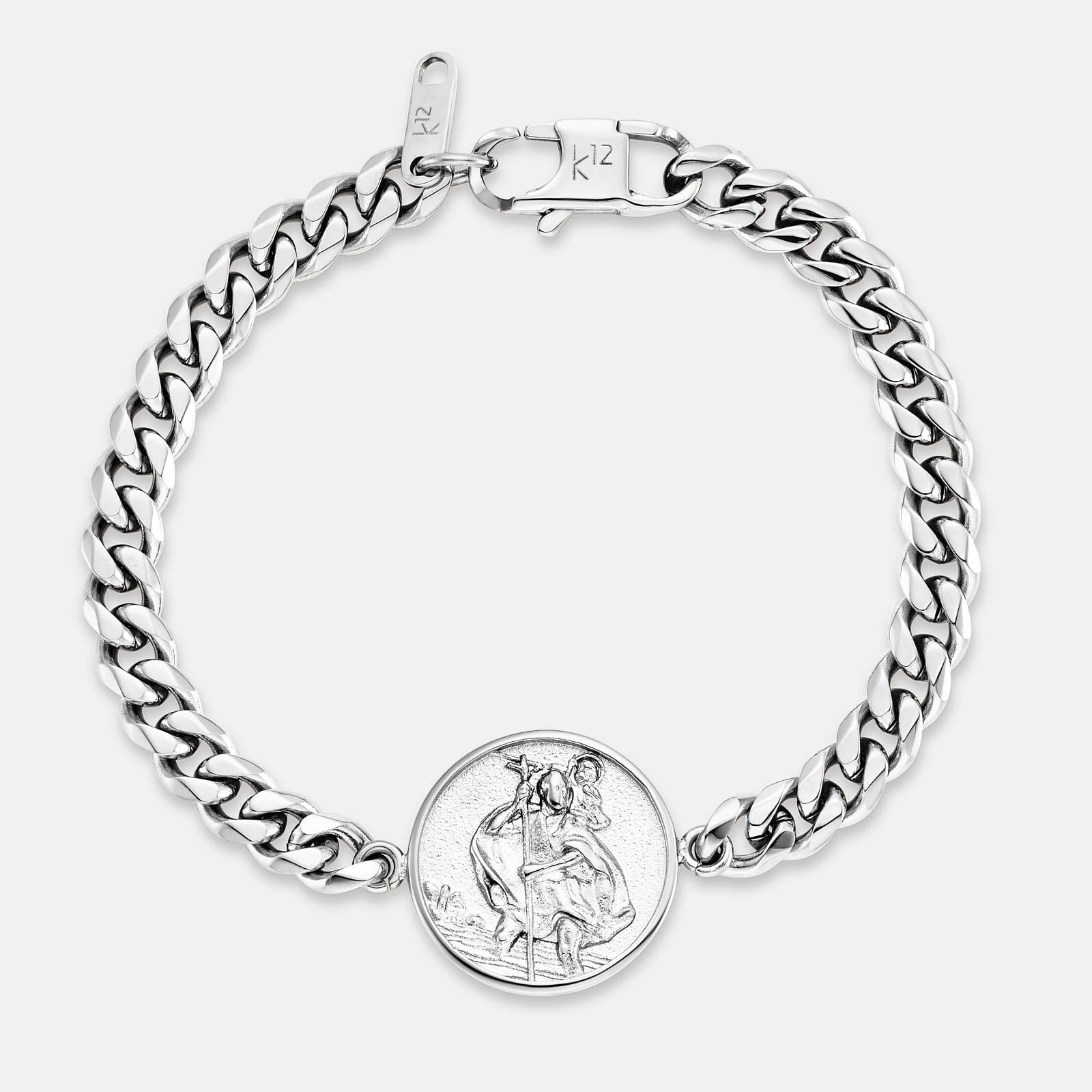 K12 - Silver Christophorus Cuban Bracelet