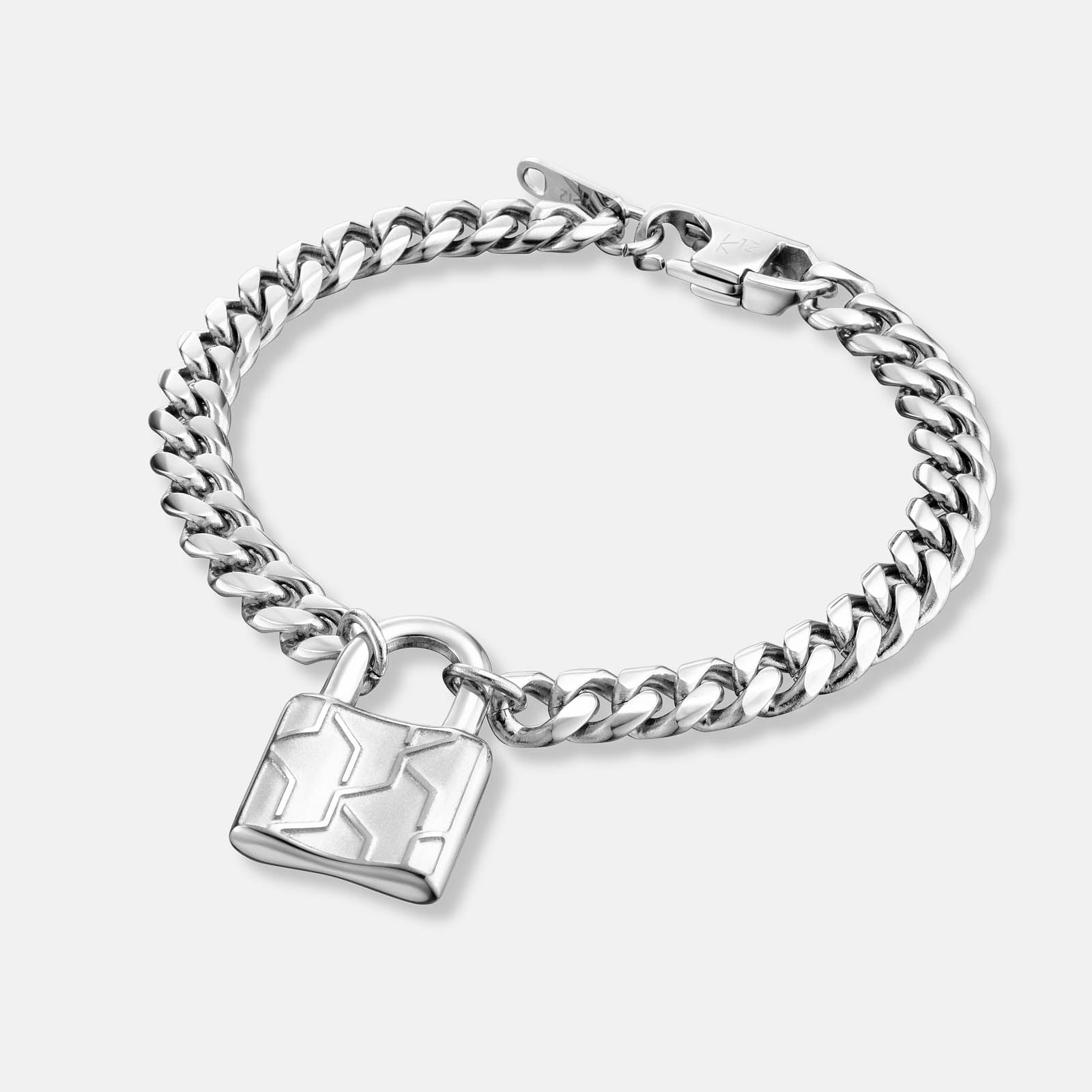 K12 - Silver Steel Lock Bracelet