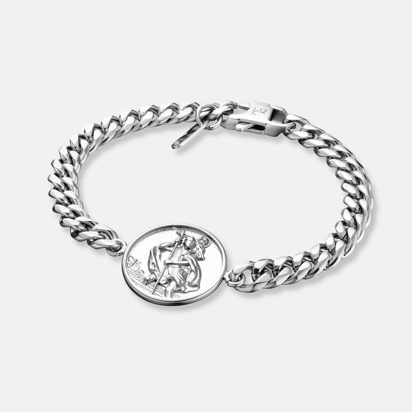 K12 - Silver Christophorus Cuban Bracelet