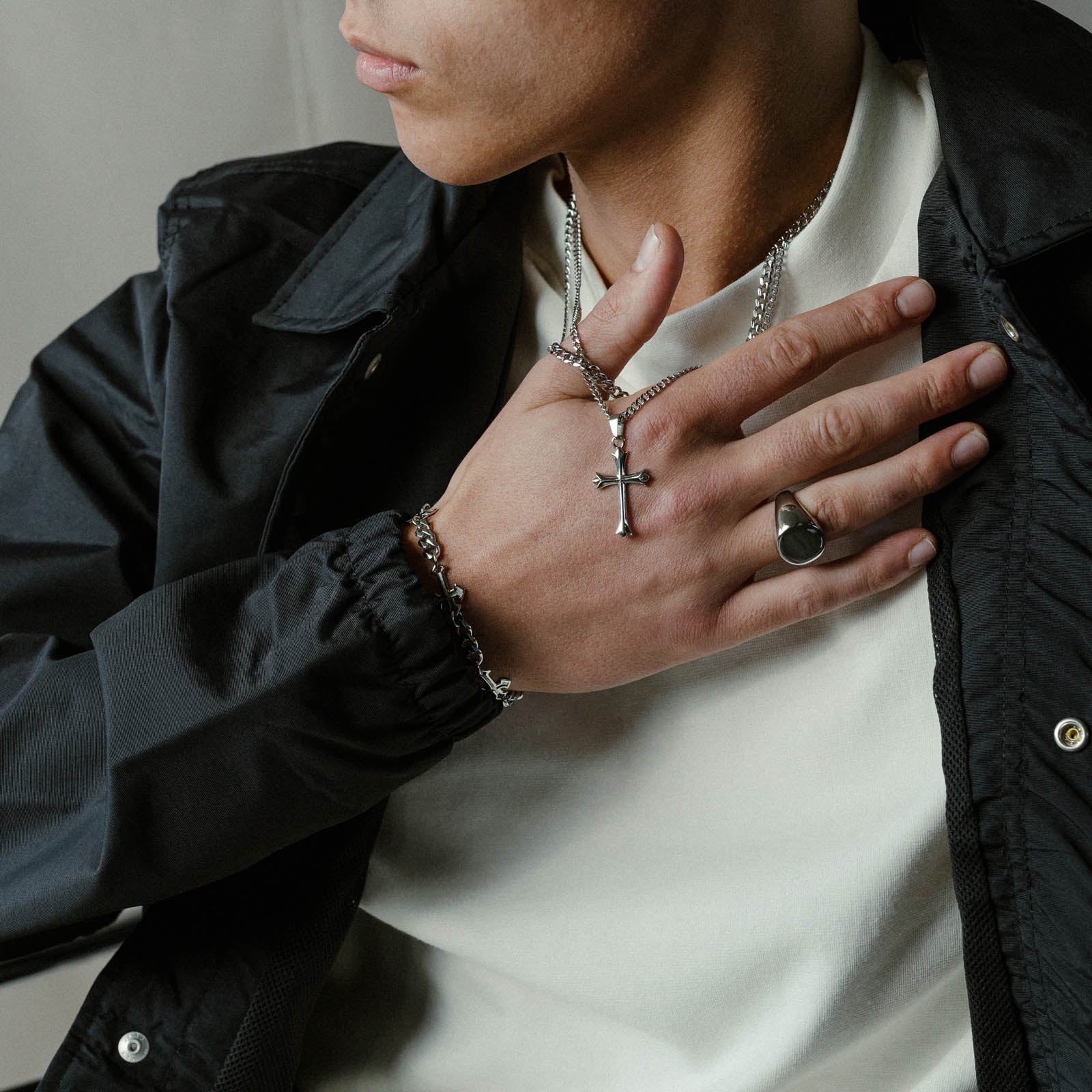 K12 - Silver Vintage Cross Chain