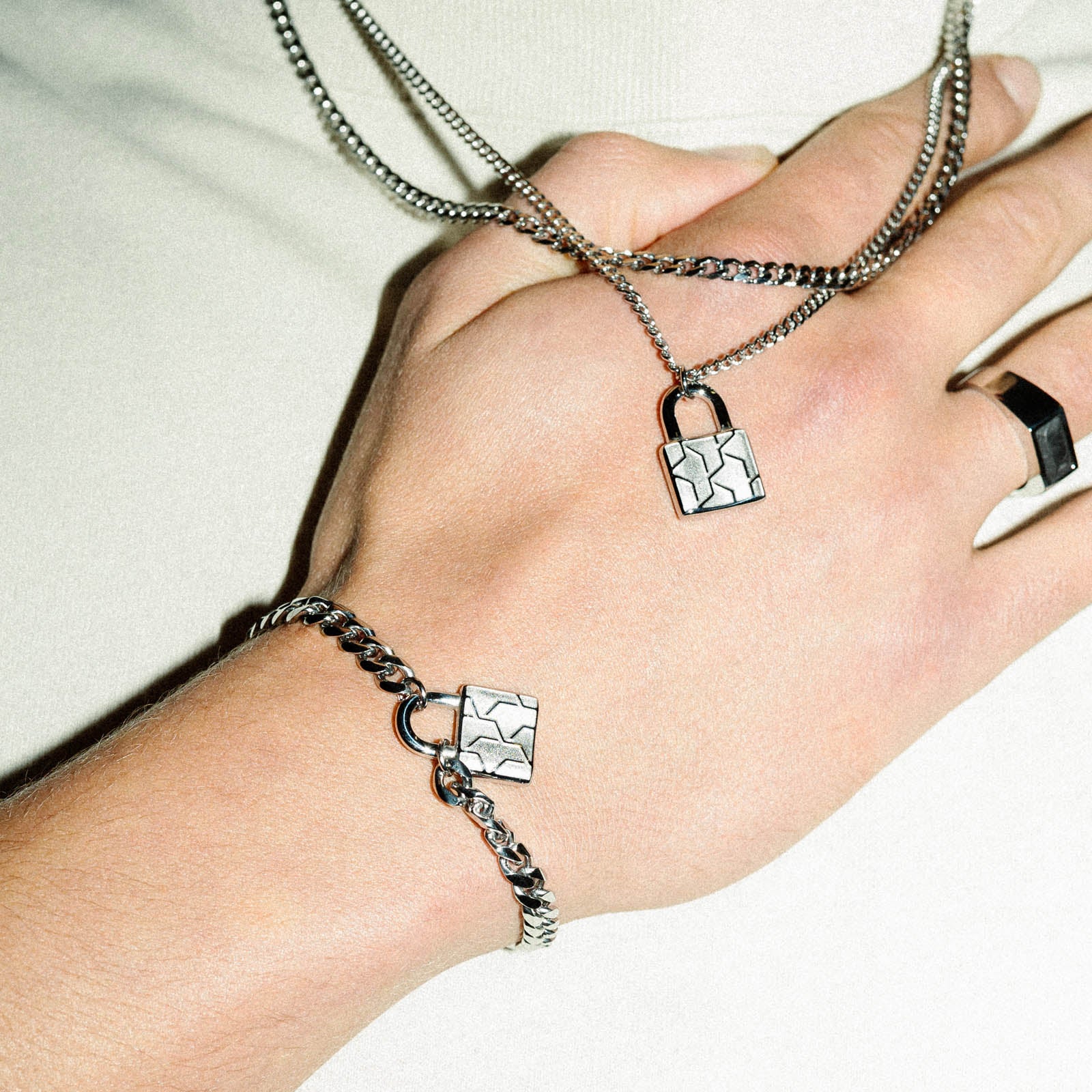 K12 - Silver Steel Lock Bracelet