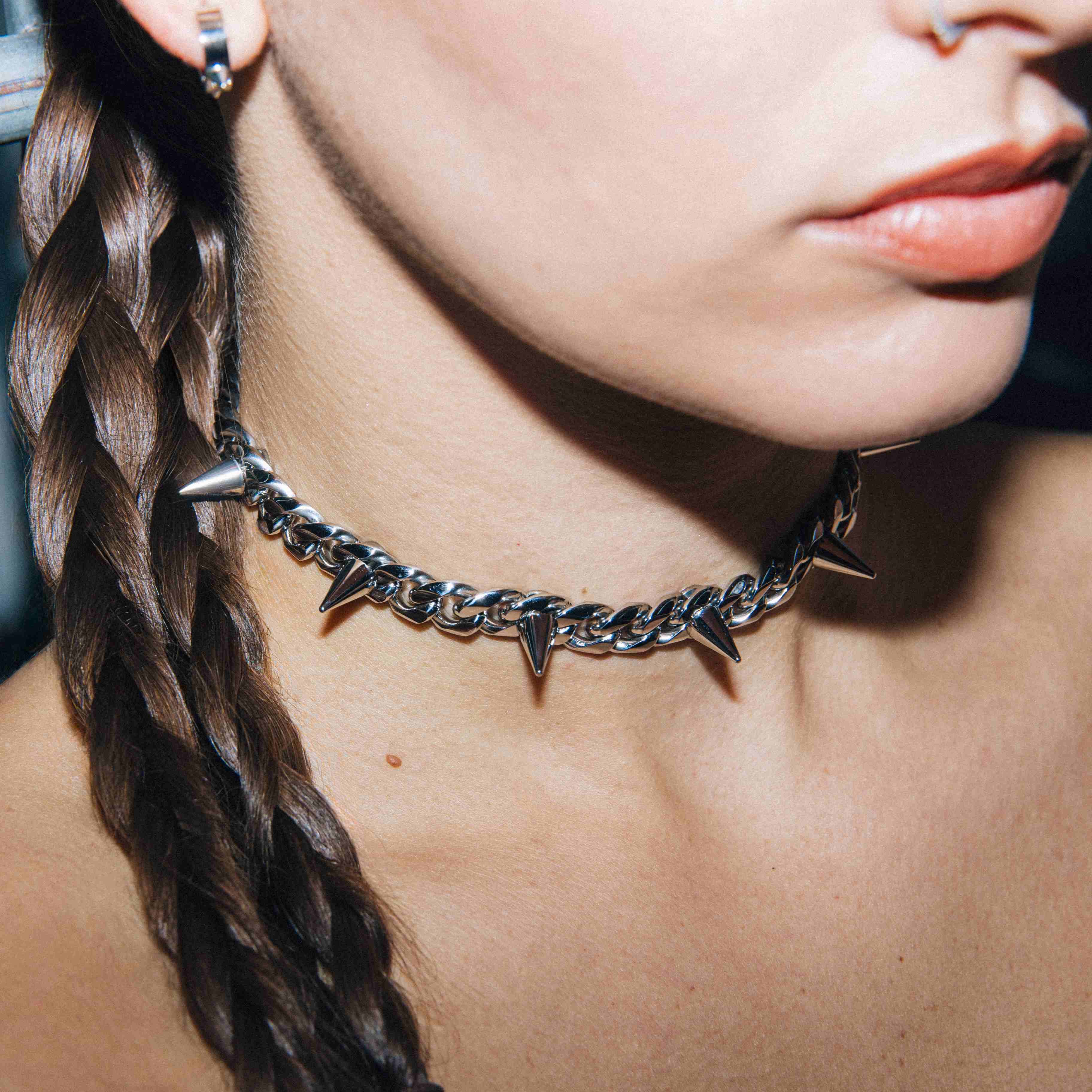K12 - Silver Cuban Spike Chain - 10.5MM